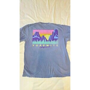 BUZZ Blue Yosemite California Nature Graphic Cotton Crew Neck Tee Men's L